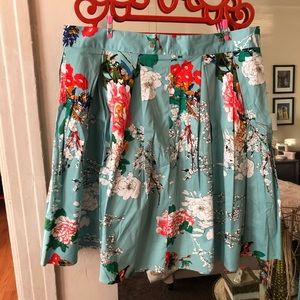 NWOT Teal & Multicolored Floral Flare Skirt 🌸